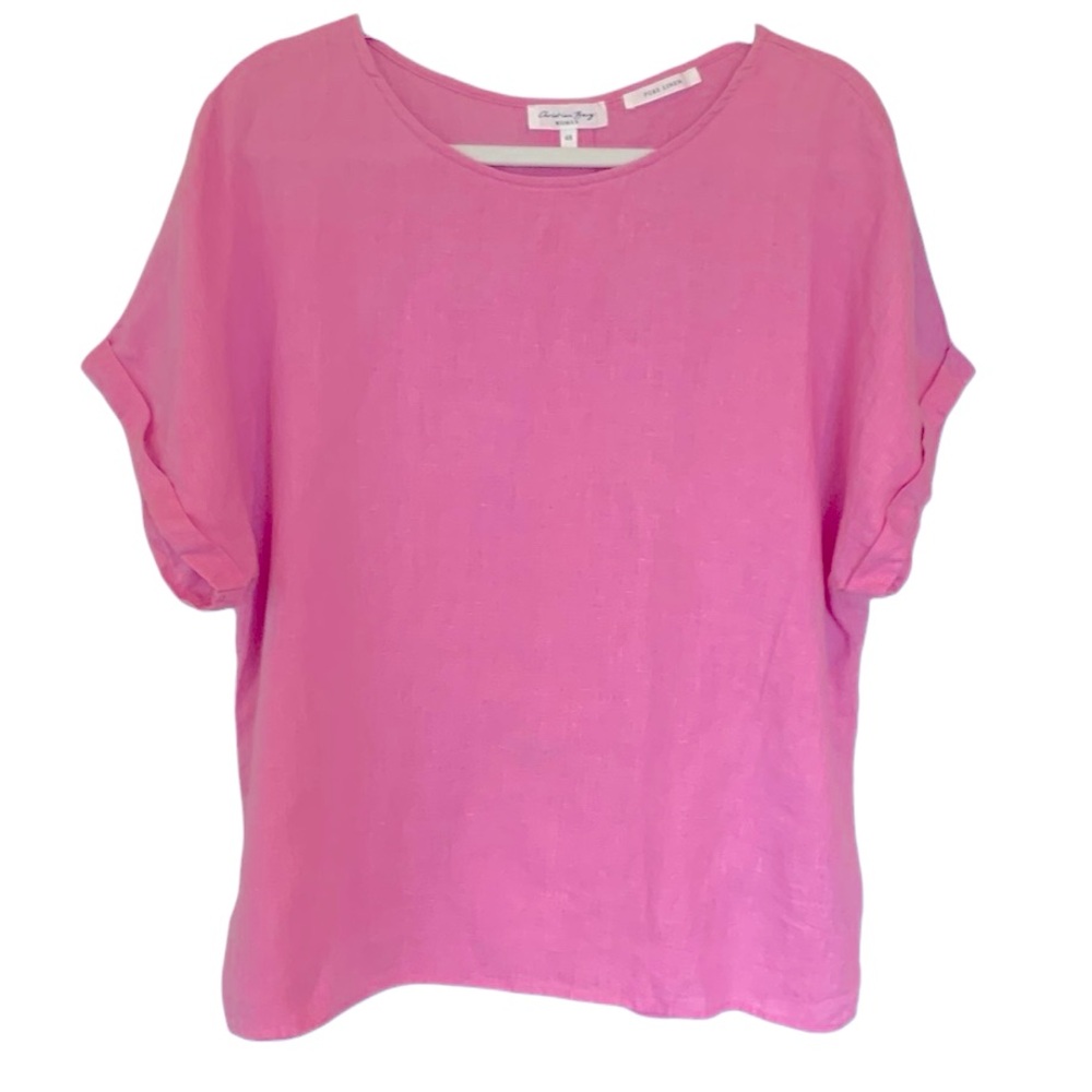 Christian Berg Woman Pure Linen Boxy Button Back Top